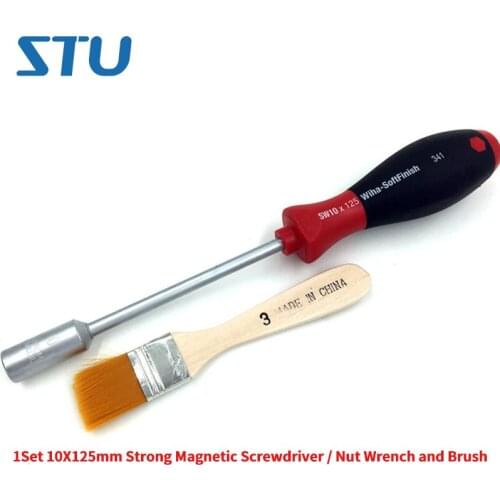 1 Set 10X125mm Strong Magnetic Screwdriver / Nut Wrench and Brush for Xerox for Ricoh for Konica Minolta Copier Repair Tool