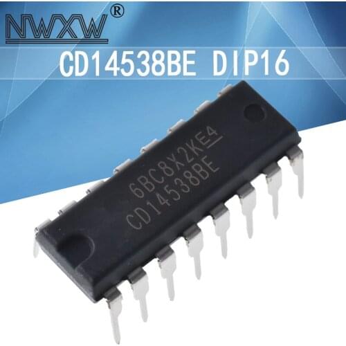10pcs/lot CD14538BE CD14538 DIP16 multi-frequency oscillator/logic integrated circuit monostable chip 14538