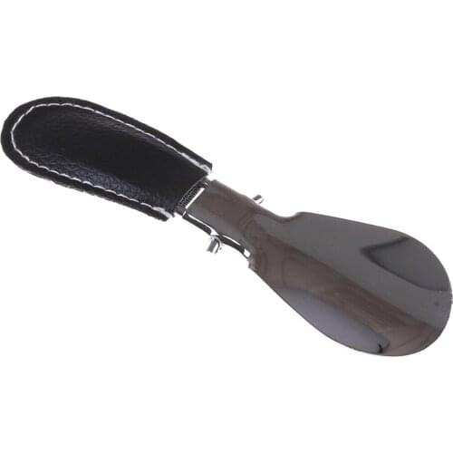 12*3.5cm Shoe Horn Stainless Steel Foldable PU Leather Handle Easy to Carry Quality Durable Shoehorn For Men Women Shoes