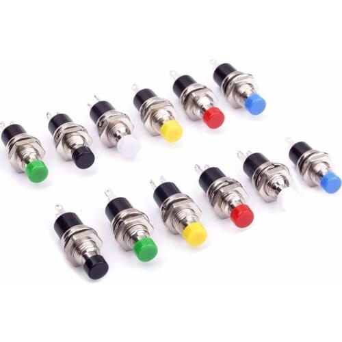 12Pcs 1A 250V AC 2 Pins SPST Momentary Mini Push Button Switch Normal Open (Pack of 12) PBS-110