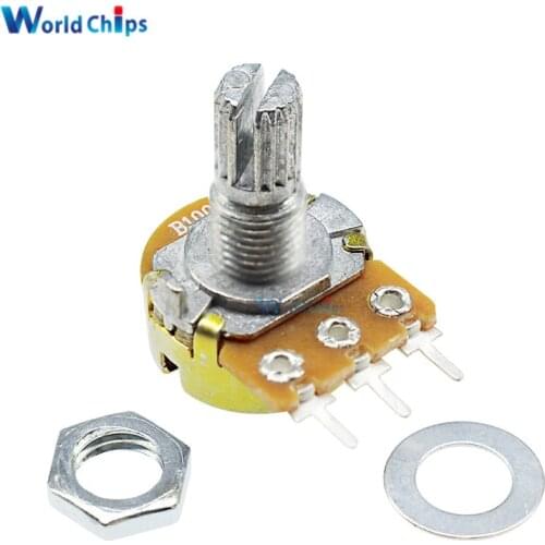 5Pcs WH148 Linear Potentiometer B1K B20K B50K B100K B500K 15mm Shaft With Nuts Washers 3pin WH148 B10K 6PIN