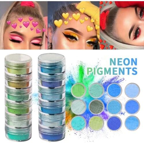 6 Colors Mix/set Neon Loose Powder Eyeshadow Pigment Matte Mineral Spangle Nail Powder Make Up Shimmer Shining Eye Shadow TSLM1