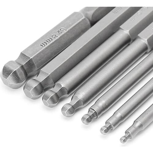 7 Pcs 65mm Magnetic Ball End Hexagon Head Hex Screwdriver Bits Drill Tools 2.5'' A0KF