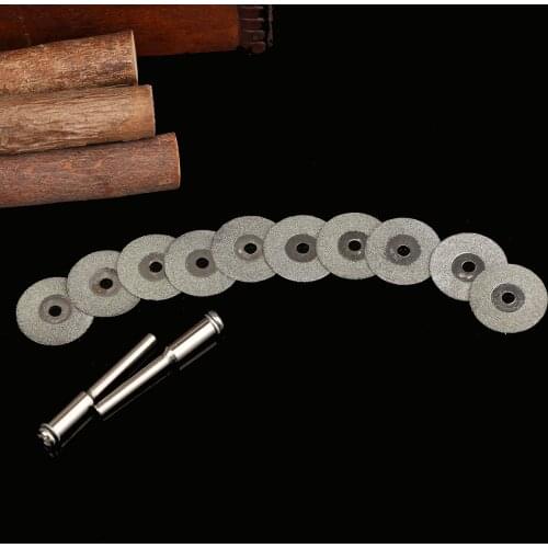 10x 18mm Diamond Cutting Discs Mini Diamond Saw Blade with 2pcs Connecting 3mm Shank for Dremel Drill Rotary Tool
