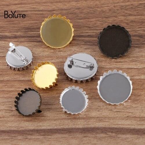 BoYuTe Custom (200 Pieces/Lot) Fit 20MM 25MM Cabochon Brooch Base Settings Handmade Diy Blank Brooch Tray Accessories
