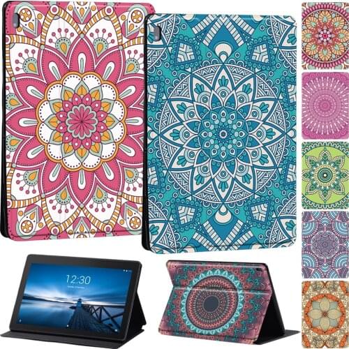 Case For Lenovo Tab M10 10.1/Tab E10 10.1 Inch Printing Mandala PU Leather Tablet Stand Shell Folio Cover + Free Stylus