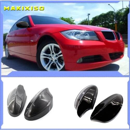 Black Carbon Fiber Auto Car Rearview Side Mirror Cover Cap Rear View Mirror Housing For BMW 3 Series E90 318 320i 325i 330i