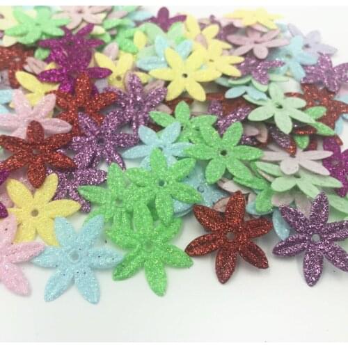 DIY 200PCS Mixed color Sequins Flowers Felt Appliques crafts decoration sewing 24mm