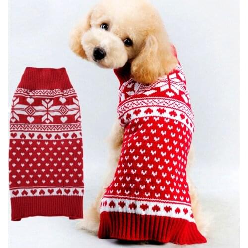 Dog Jumper Christmas Snowflake Pet Red Sweater Knit Dog Sweater Small Cat Xmas Dogs Clothing For Chihuahua Teddy