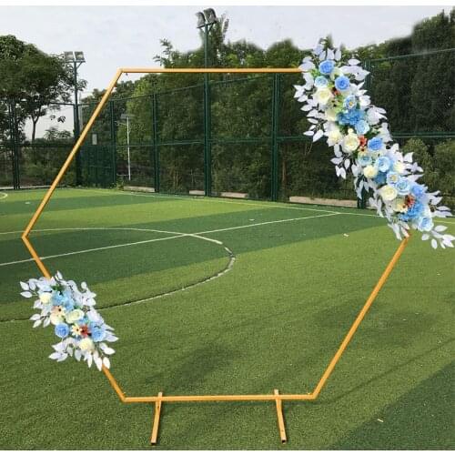 Wedding Arch Background Hexagonal Wrought Iron Shelf Decorative Props DIY Round Party Background Shelf Flower with Framer