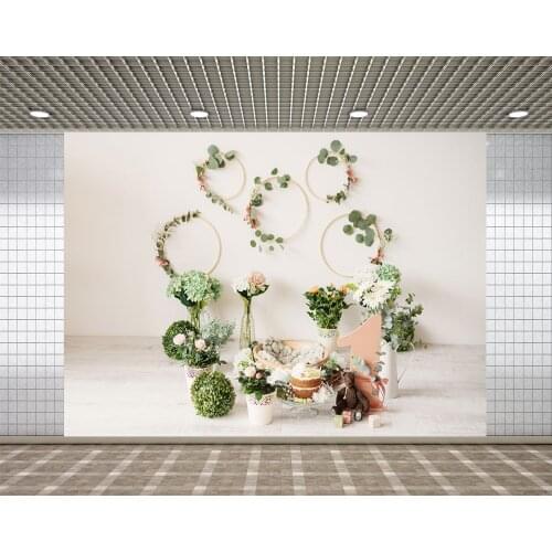 Lyavshi 1st birthday background newborn green plants children birthday photo studio decoration photography background
