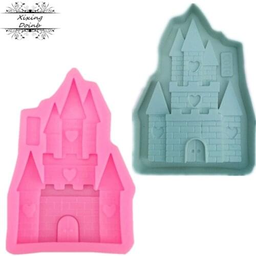 Castle shaped silica gel mold soft candy craft baking tool chocolate resin clay Soap Candle Mold