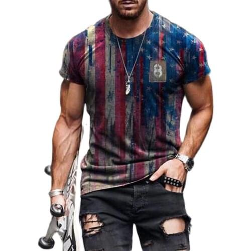 2021 Fashion Mens Oversized T-Shirt Summer Short-Sleeved 3D Flag Printed Sports Fitness Shirt Loose And Breathable Streetwear