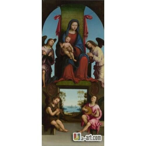 Canvas Prints ( Lorenzo Costa) The Virgin and Child wholesale oil painting on canvas Printing Religion-121 (16*36 inch )