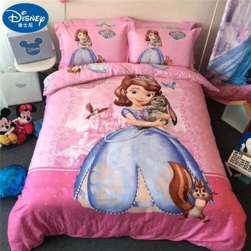 Disney Pink Duvet Quilt Pillowcase Sheet Princess Sophia Patterned Bedding Set Deluxe Bedroom Decorative Home Spin for Girls