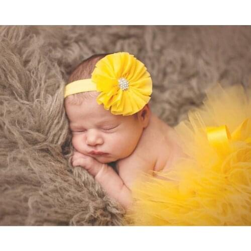 Baby Girl Costume Tutu Skirt and Flower Headband Set Newborn Photography Props Tulle skirt Clothes 0-9M 8 Colors