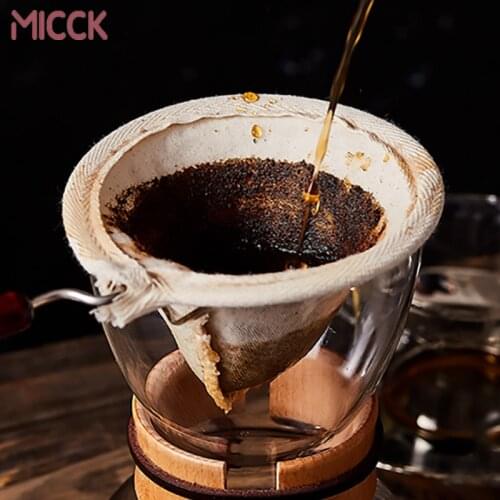 MICCK Durable Reusable Cotton Flannel Filters Funnel Coffee Filter Coffee Pot Holder Filter Barista Tools Coffee Brewer Dripper