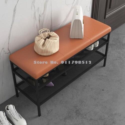 Nordic shoe changing stool home entrance light luxury long stool creative porch entrance stool cushion simple integrated shoe ca