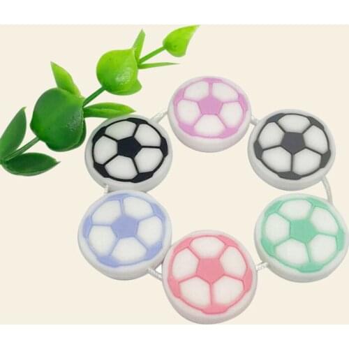 New 5 Pcs/Set Mini Football Silicone Beads Food Grade Silicone Soccer Bead Baby Teether Bracelet Making BPA Free Baby Toys
