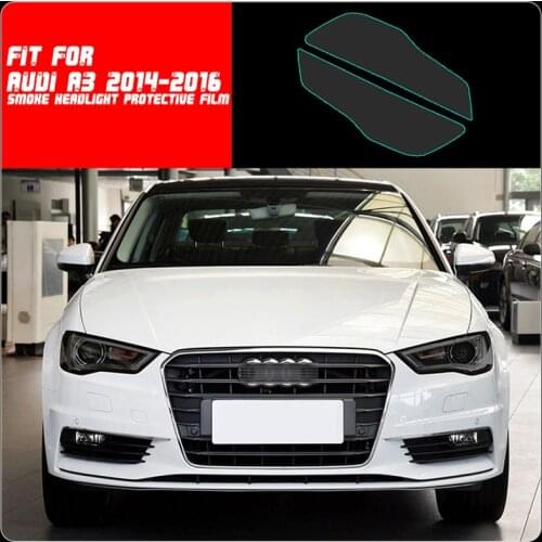 New Car LH+RH Smoke TPU Headlights Protective Precut Film Sticker Cover Trim Fit For Audi A3 2013-2016