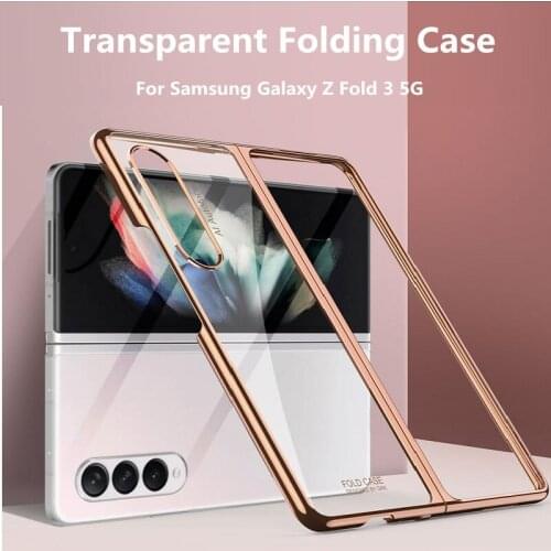 New Transparent Fold Case For Samsung Galaxy Z Fold 3 5G Shell Solid Color PC Ultra-thin Cover Shockproof Half-wrapped Cases Hot