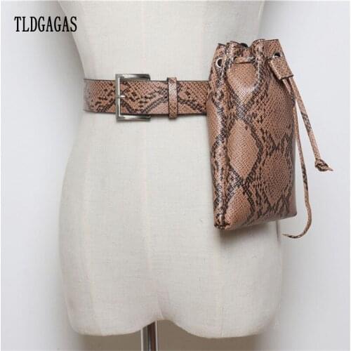 Waist Bags for Women 2019 Waist Packs PU Alligator skin Fanny Pack Trouser Belt Bag Fashion Ladys snake Belt Purse Bucket Bags