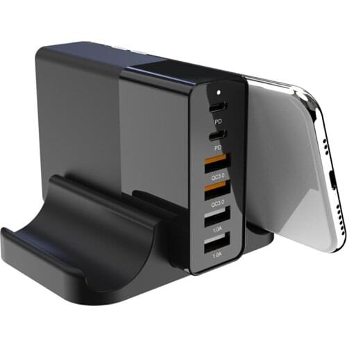 Quick Charge 3.0 Wall Charger 75W 6-Port USB PD Fast Charger Phone Charging Station for iPhone MAX/XS/XR/8 Galaxy S10/S9/S8