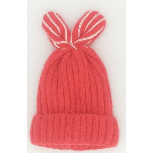 Hat for children Winter Baby Kids Boy Girl Knitted Rabbit bunny Crochet Ear Beanie Warm Woolen children cap bonnet russian Hat