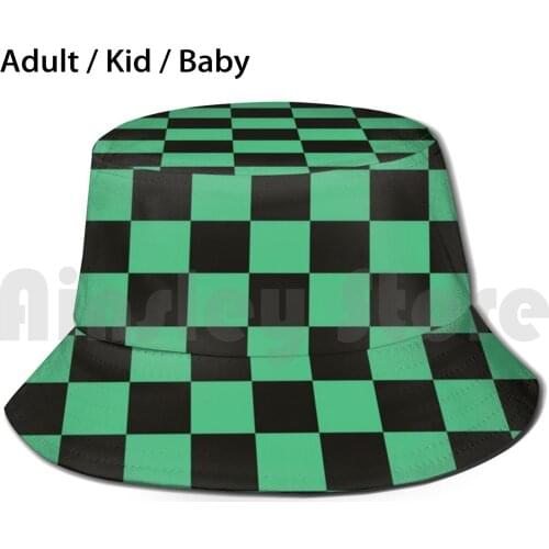 Tanjiro Sun Hat Foldable UV Protection Tanjiro Anime Kimetsu No Yaiba Kny Green Black Cute Kawaii Fighter