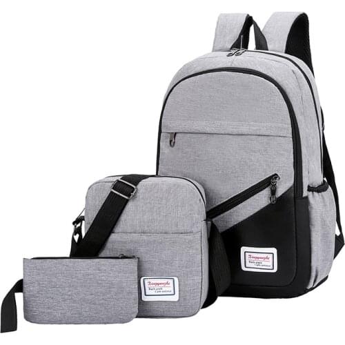 Three-piece double backpack wear-resistant computer backpack leisure travel bag men and women high school student schoolbag