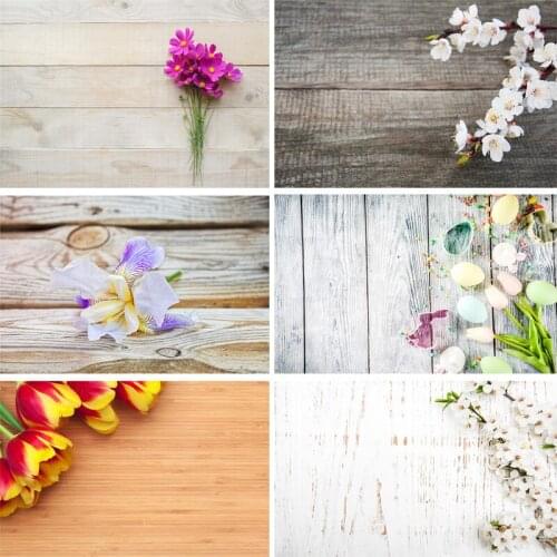 Vinyl Custom Photography Backdrops Prop scenery+ Flower and Wooden Planks Theme Photography Background 200207FK-0010