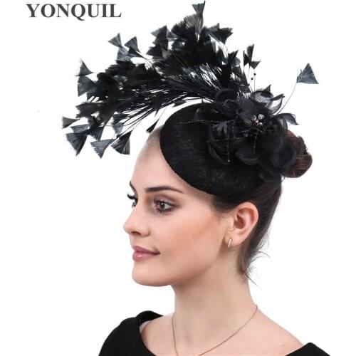 Vitage Black Wedding Fascinators Hats Elegant Women Party Tea Chapeau Caps Ladies Hair Accessories Bridal Married Headwear Clips