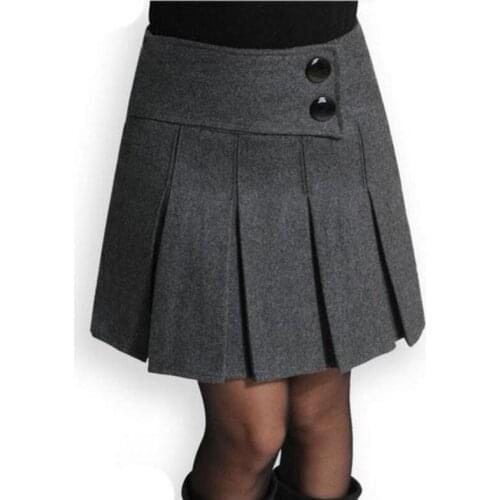 New 2021 Autumn Winter Spring Skirt Women Wool Short Skirt High Waist Pleated Skirt Sexy Black Gray Woolen Skirts For Women S429