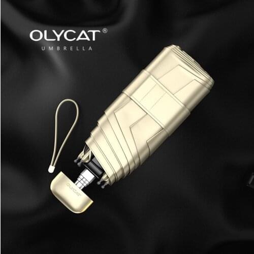 OLYCAT Parasol Rain Women Summer Umbrella 5 Fold Manual Flat Handle Women Children Small Portable Light Trave Academy