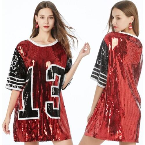 High Street Embroidery Number 13 Straight Geometric Sequin Above Knee O-neck Designer Sexy Black red silver Club Women Dress