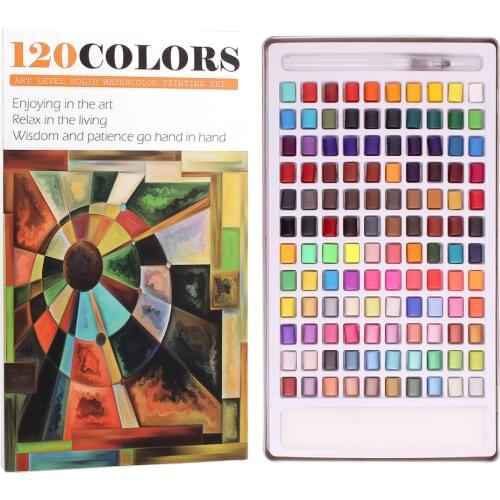 6/12/28/50/72/90/120 Colors Portable Professional Solid Watercolor Paint Set Pearlescent Glitter Paint Tin box Art Supplies