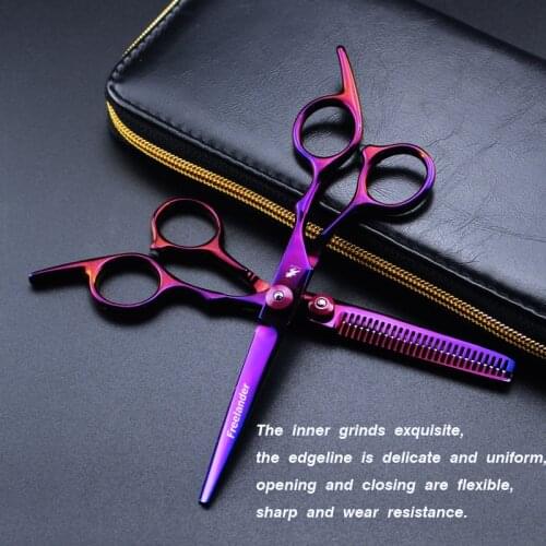 1 Pcs 4CR 6-inch Colorful High Screw Hairdressing Scissors Flat cut/tooth Scissors Thinning 3 Colors to Choose