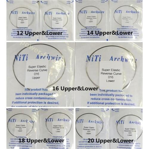 20Pack(40Pcs) Dental Orthodontic Arch Reverse Curve Wire Round Niti Wires Super Elastic Retainer Brace Reverse Chair Upper Lower