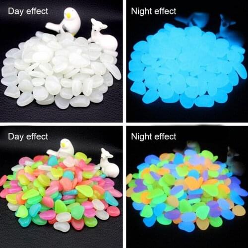 200PCS Garden Luminous Glowing Stone Pebble (Green Blue Orange Purple Each Color ) Garden Decoration