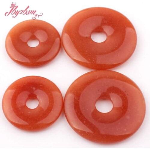 30,40,50mm Natural Round Donut Red Aventurine Gem Stone Beads 1 Pcs,For DIY Necklace Jewelry Making Accessories,Free Shipping