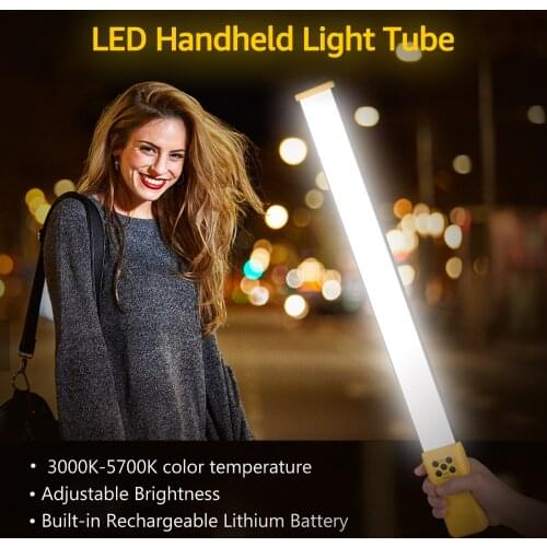 3000K-5700K Lightweight Handheld LED Video Light Tube Fill-in Light Lamp with USB Charging Cable Carry Bag for Studio Photo