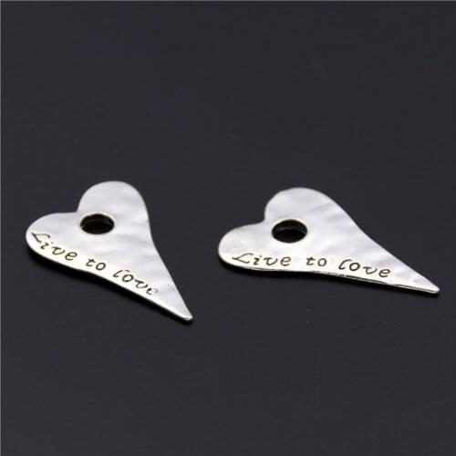 5pcs Silver Color Heart Live To Love Charm Pendant DIY Necklace Bracelet Bangle Findings A2468