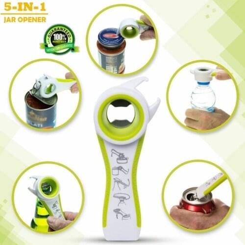 5 in 1 Opener Multi Function Twist Bottle Opener Stainless Steel Jar Gripper Can Wine Beer Lid Twist Off Jar Opener Kitchen Tool