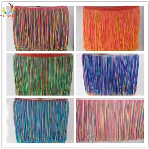 5 Yards/Lot Fringe Tassel Latin Dress Macrame Trimming Lace Ribbon Soft Polyester Color-Single Banded 20CM Long decoration