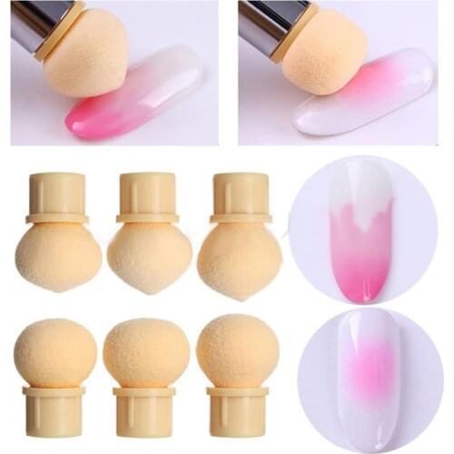 6Pcs/Set Professional Soft Replacement Sponge Nail Blooming Drawing Pen Heads