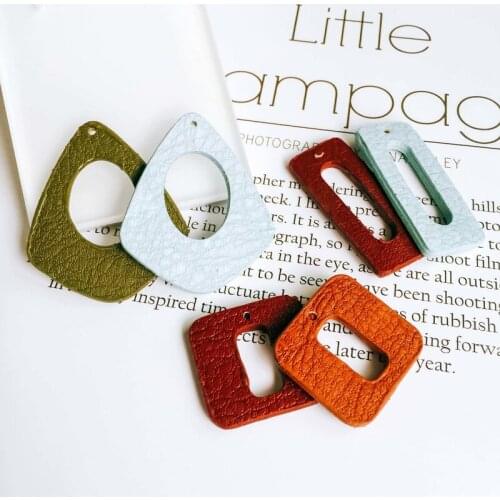 Ear Drop Multicolors Leather Earring Accessories Pendant Necklace Charms Diy Handmade Material Components 8pcs