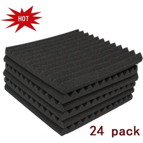 24 Pack Acoustic Panels Studio Foam Wedges 1 X 12 X 12 inch Soundproofing Foam Studio Soundproof Absorption Treatment Panel