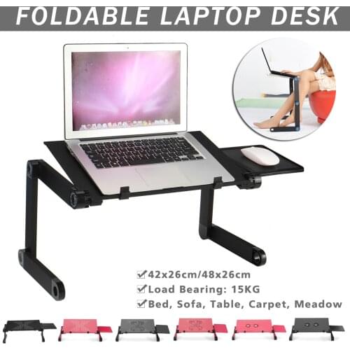 Aluminum Laptop Folding Table Computer Desk Stand for Bed 360 Degree Rotation MultiFunctional Portable Table 54*27*4.6cm
