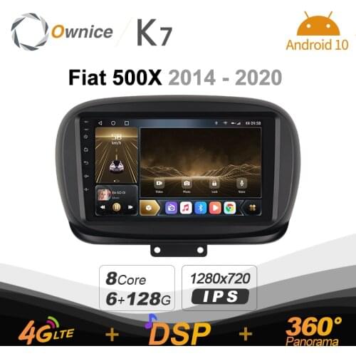 Ownice K7 6G+128G Car Radio for Fiat 500X 2014 - 2020 android 10.0 BT 5.0 support Interior Atmosphere Lamp 360 4G LTE 1280*720