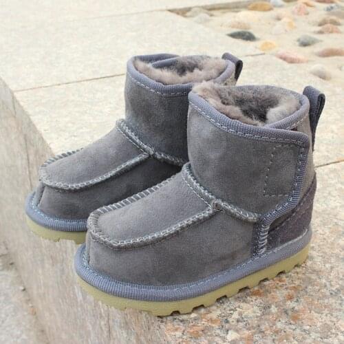Winter Boots Genuine Leather Ankle Boots Boys And Girls Winter Shoes Non-Slip Soft Bottom Breathable Childrens Snow Boots
